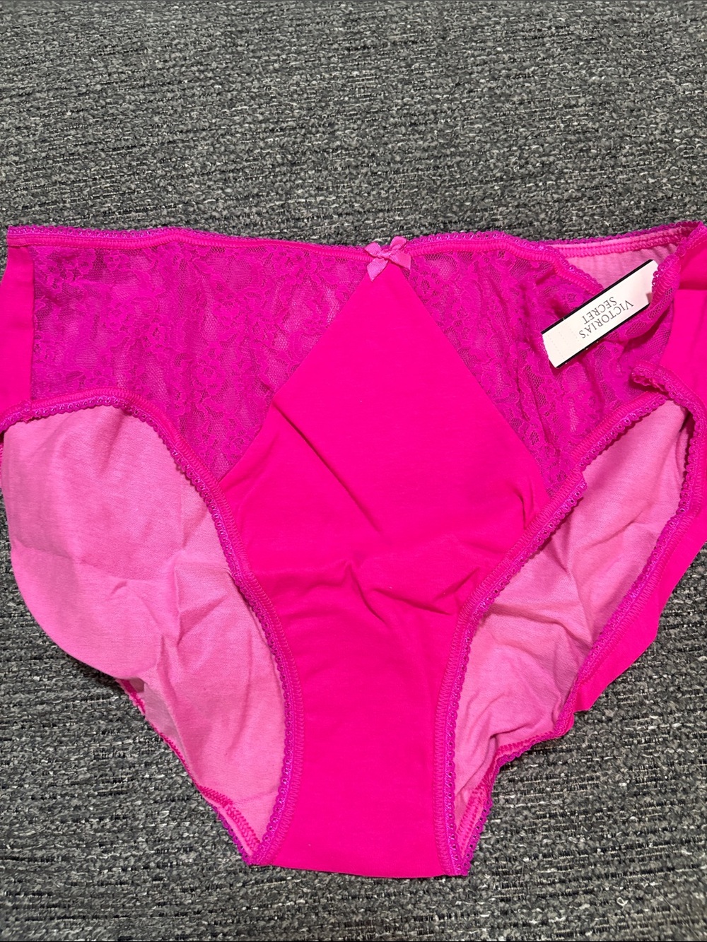 Victoria's Secret Hot Pink High-Leg Briefs with Lace Trim